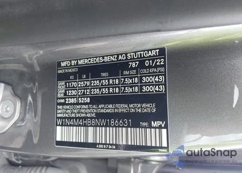 2022 Mercedes-Benz Glb 250 4Matic z USA, uszkodzony, nr VIN W1N4M4HB8NW186631